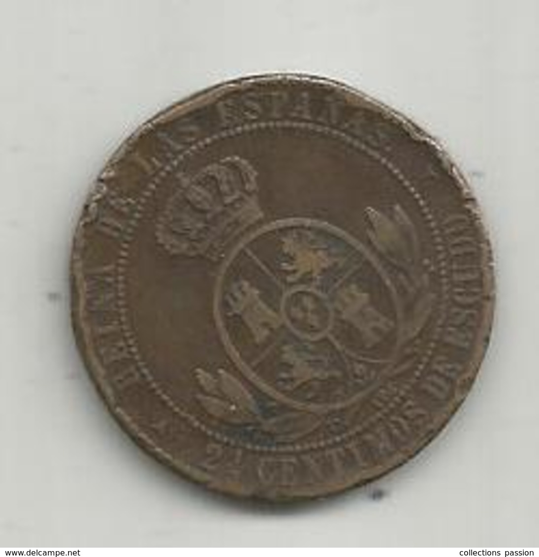 Monnaie , Espagne , 2 1/2 Centimos De Escudo,  1867 , ISABEL II , 2 Scans - Monnaies Provinciales