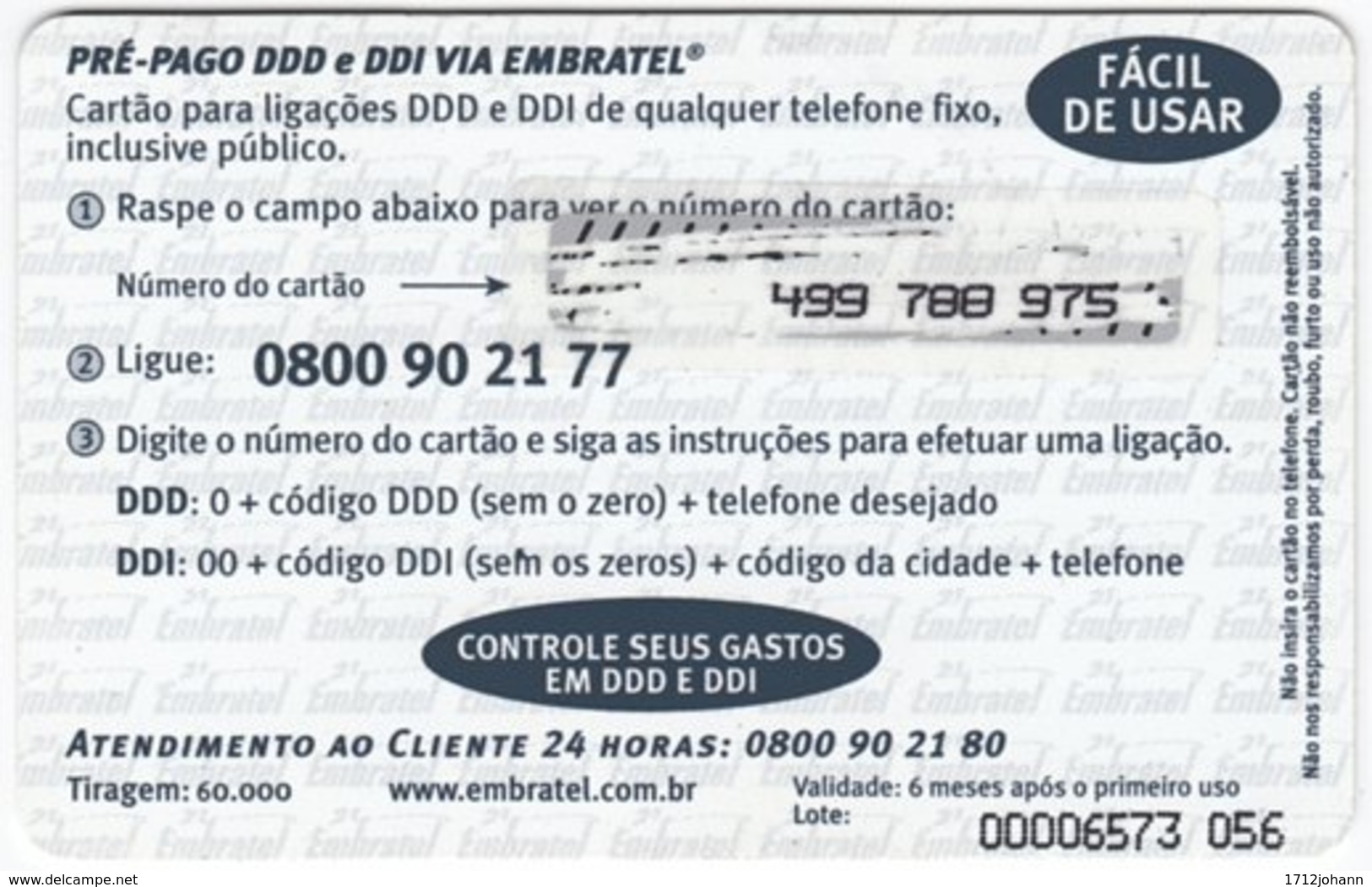 BRASIL I-170 Prepaid Embratel - Sport, Formula One, Ayrton Senna - Used - Brazilië