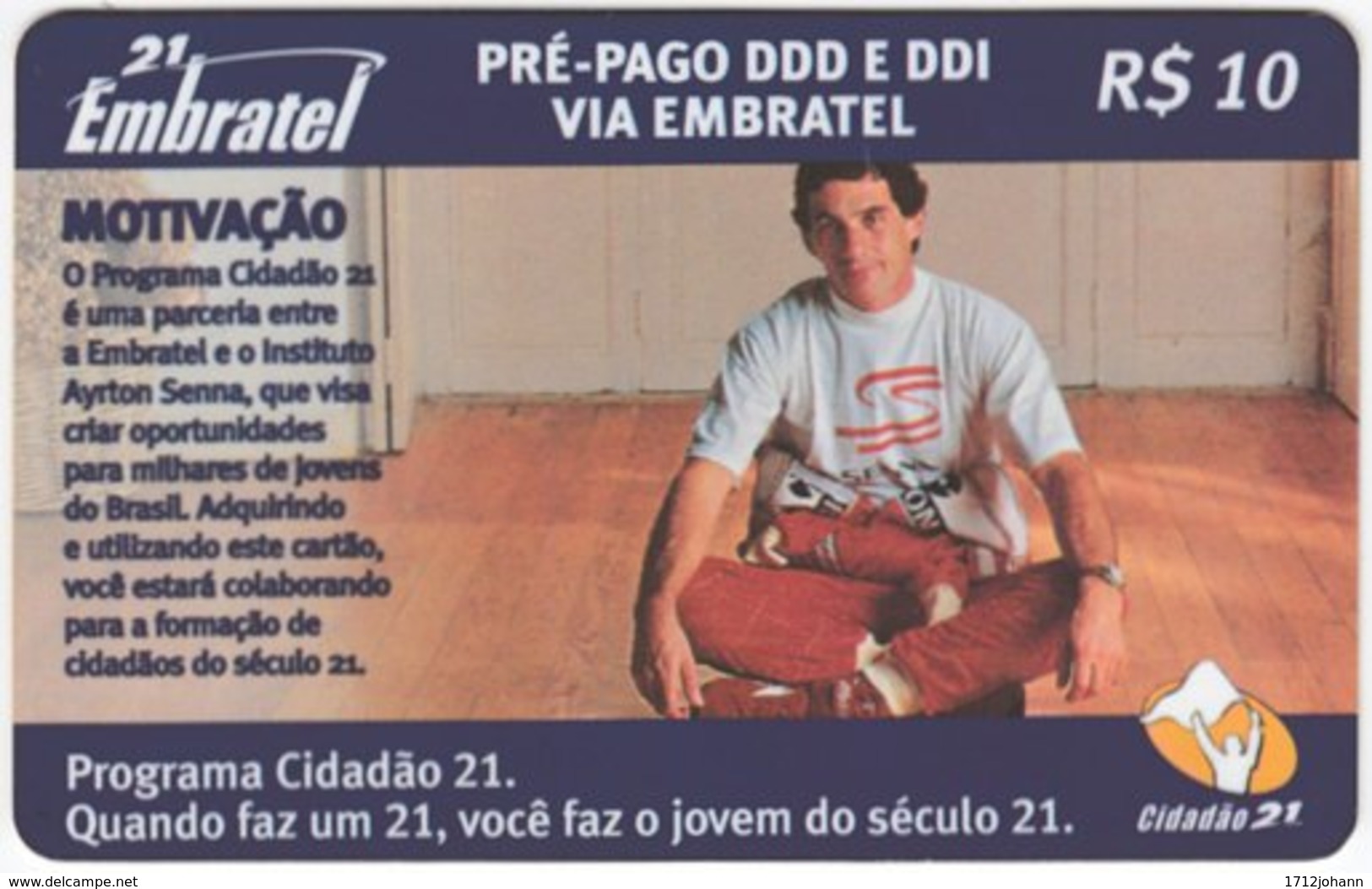 BRASIL I-172 Prepaid Embratel - Sport, Formula One, Ayrton Senna - Used - Brazilië