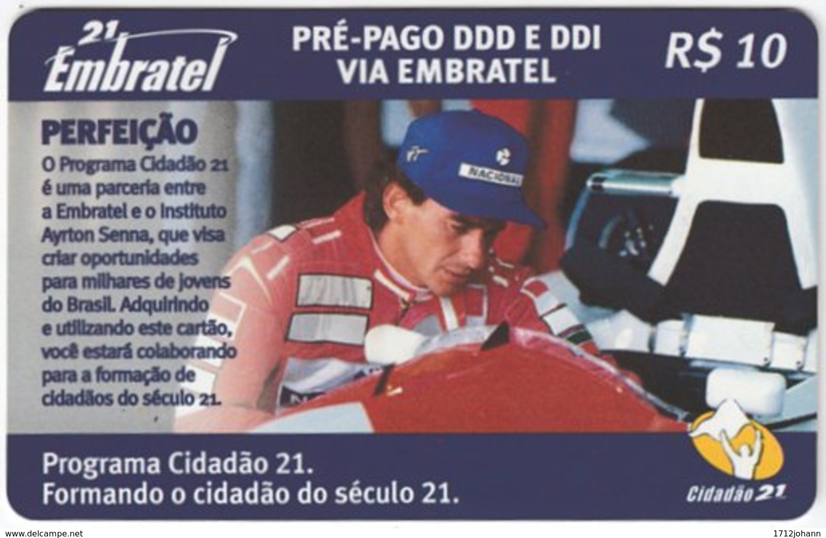 BRASIL I-173 Prepaid Embratel - Sport, Formula One, Ayrton Senna - Used - Brazilië