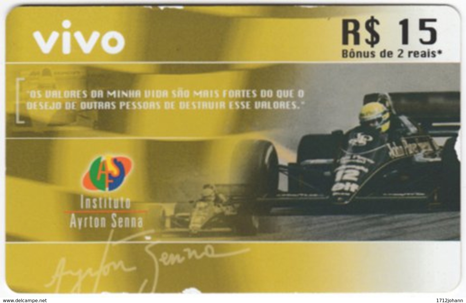 BRASIL I-188 Prepaid Vivo - Sport, Motor Race, Formula One - Used - Brazilië