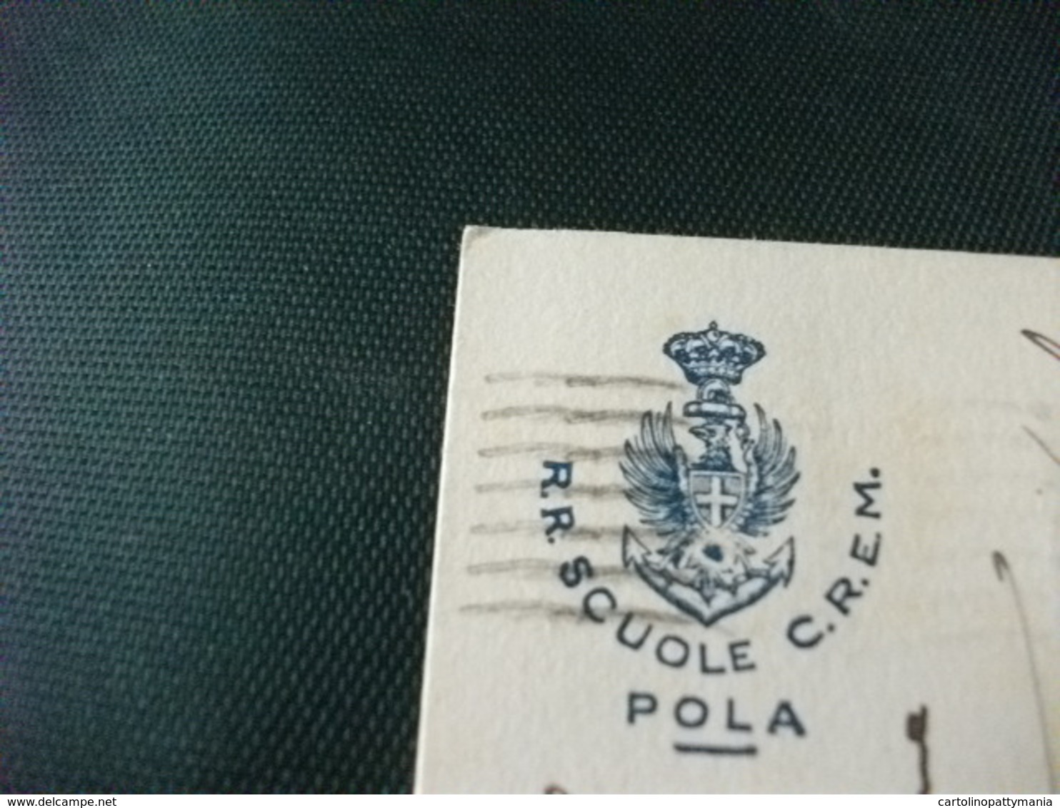 STORIA POSTALE FRANCOBOLLO REGNO D'ITALIA ANNULLO POLA PER BERGAMO STEMMA R.R. SCUOLE C.R.E.M. POLA - Scuole