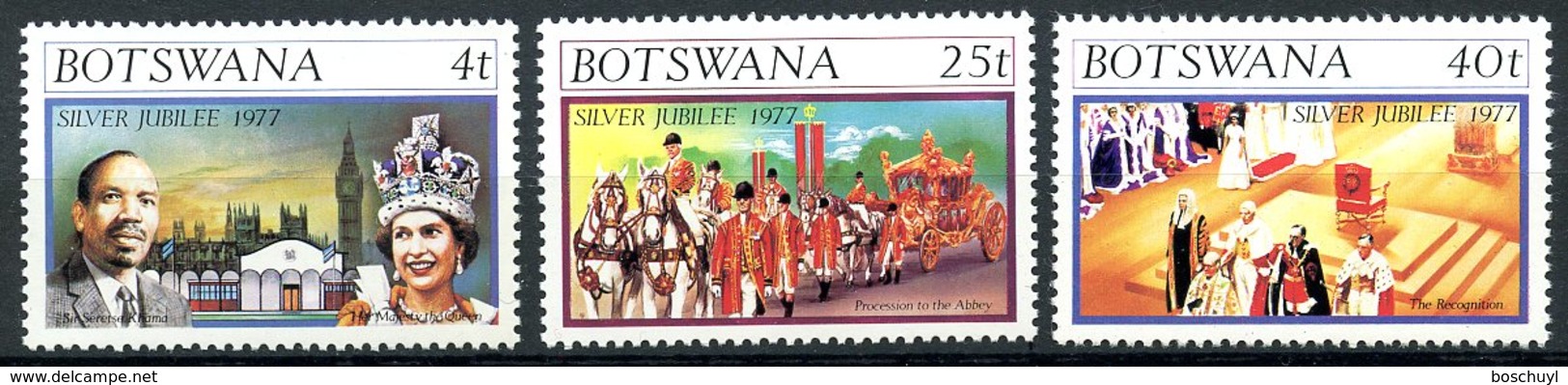 Botswana, 1977, Silver Jubilee Queen Elizabeth, Royal, MNH, Michel 179-181 - Botswana (1966-...)