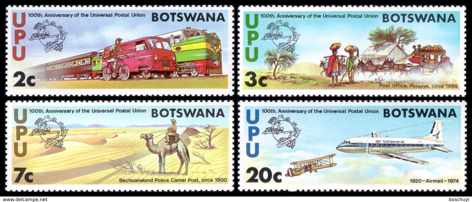 Botswana, 1974, UPU Centenary, Universal Postal Union, United Nations, MNH, Michel 110-113 - Botswana (1966-...)