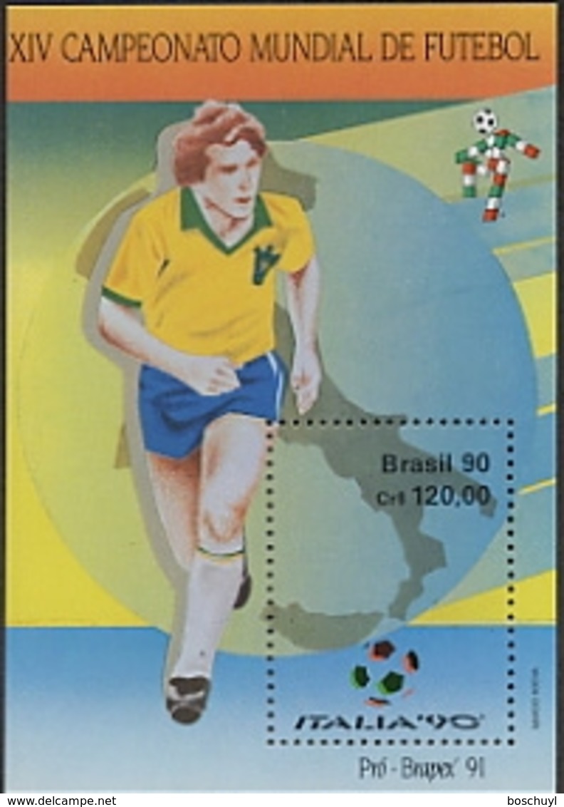 Brazil, 1990, Soccer World Cup Italy, Football, MNH, Michel Block 84 - Autres & Non Classés