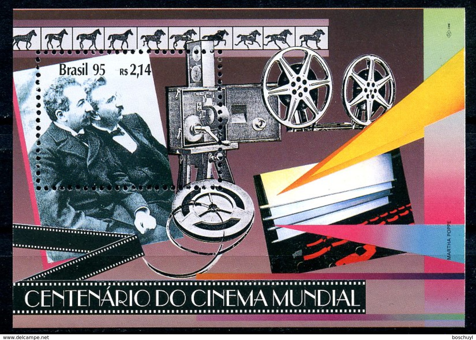 Brazil, 1995, Centenary Of Film, Movie, Cinema, MNH, Michel Block 97 - Autres & Non Classés