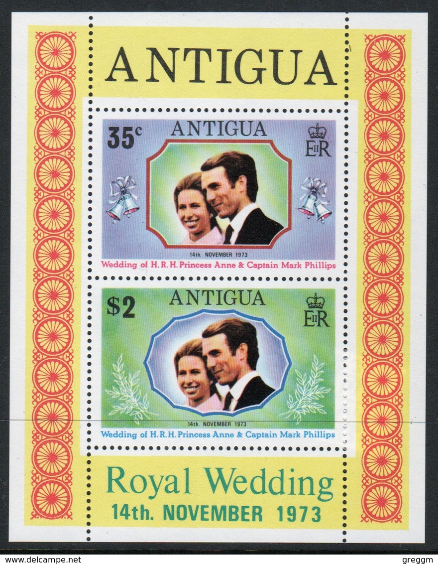 Antigua 1973 Elizabeth II Mini Sheet Celebrating Royal Wedding. - 1960-1981 Autonomie Interne