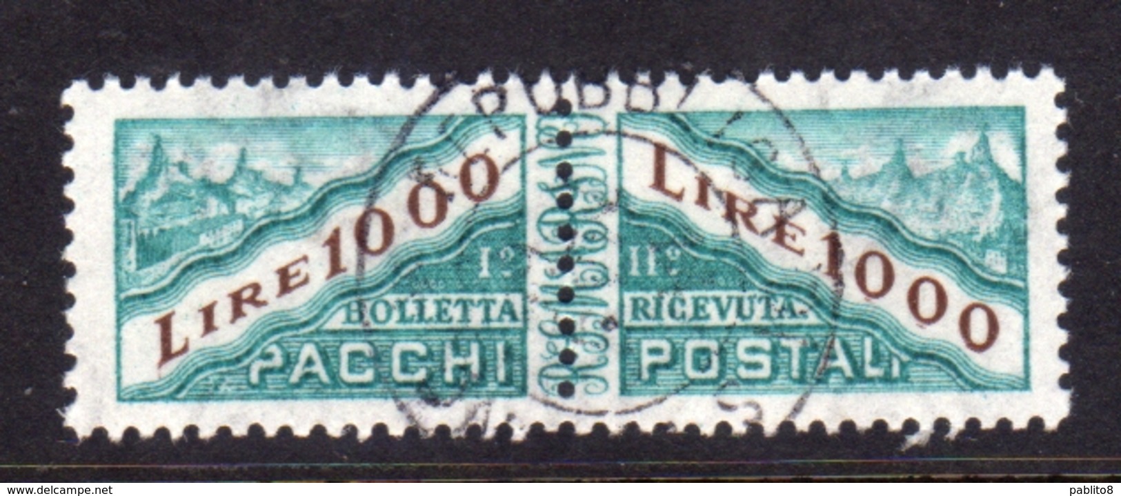 SAN MARINO 1965 - 1971 PACCHI POSTALI PENNE PARCEL POST PENS WATERMARK LIRE 1000 USATO USED OBLITERE' - Parcel Post Stamps