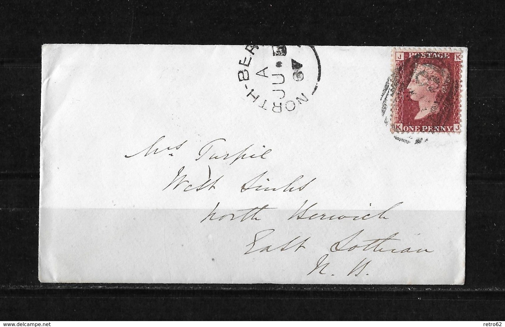 1867 QV 1Penny Red Platte 71 On Sandwich, Kent Cover To North Berwick - Lettres & Documents