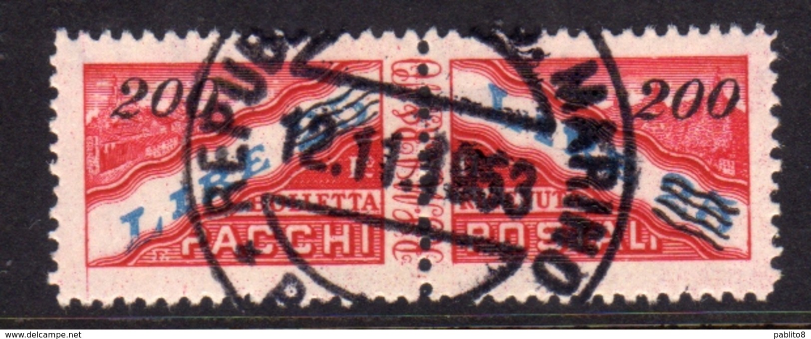 SAN MARINO 1948 - 1950 PACCHI POSTALI SOPRASTAMPATI PARCEL POST SURCHARGED LIRE 200 SU 25 USATO USED OBLITERE' - Paquetes Postales