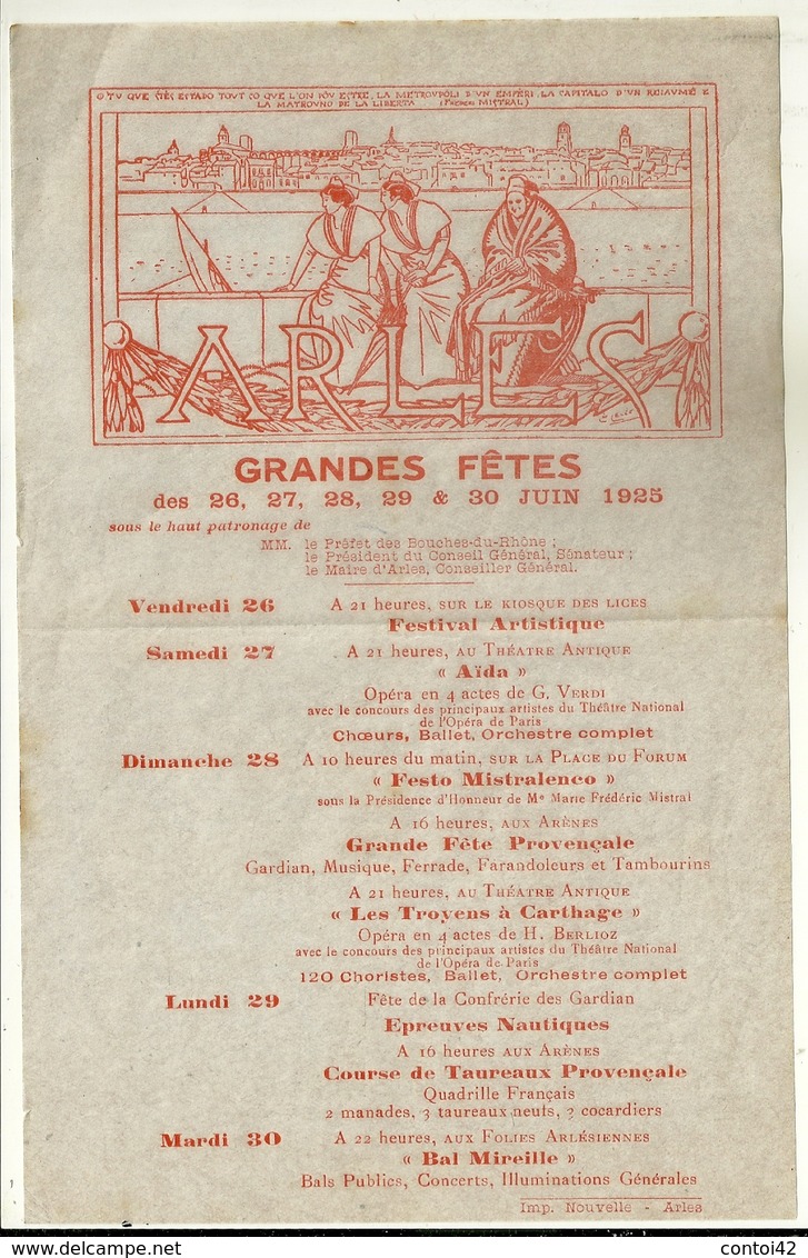 13 ARLES AFFICHE LEO LELEE ILLUSTRATEUR GRANDES FETES 1925 ARLESIENNES MIREILLES PROVENCE CAMARGUE BOUCHES DU RHONE - Affiches