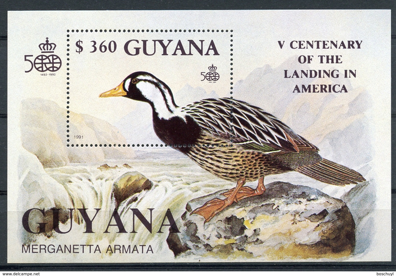 Guyana, 1991, Birds, Discovery Of America, MNH, Michel Block 127 - Guyana (1966-...)