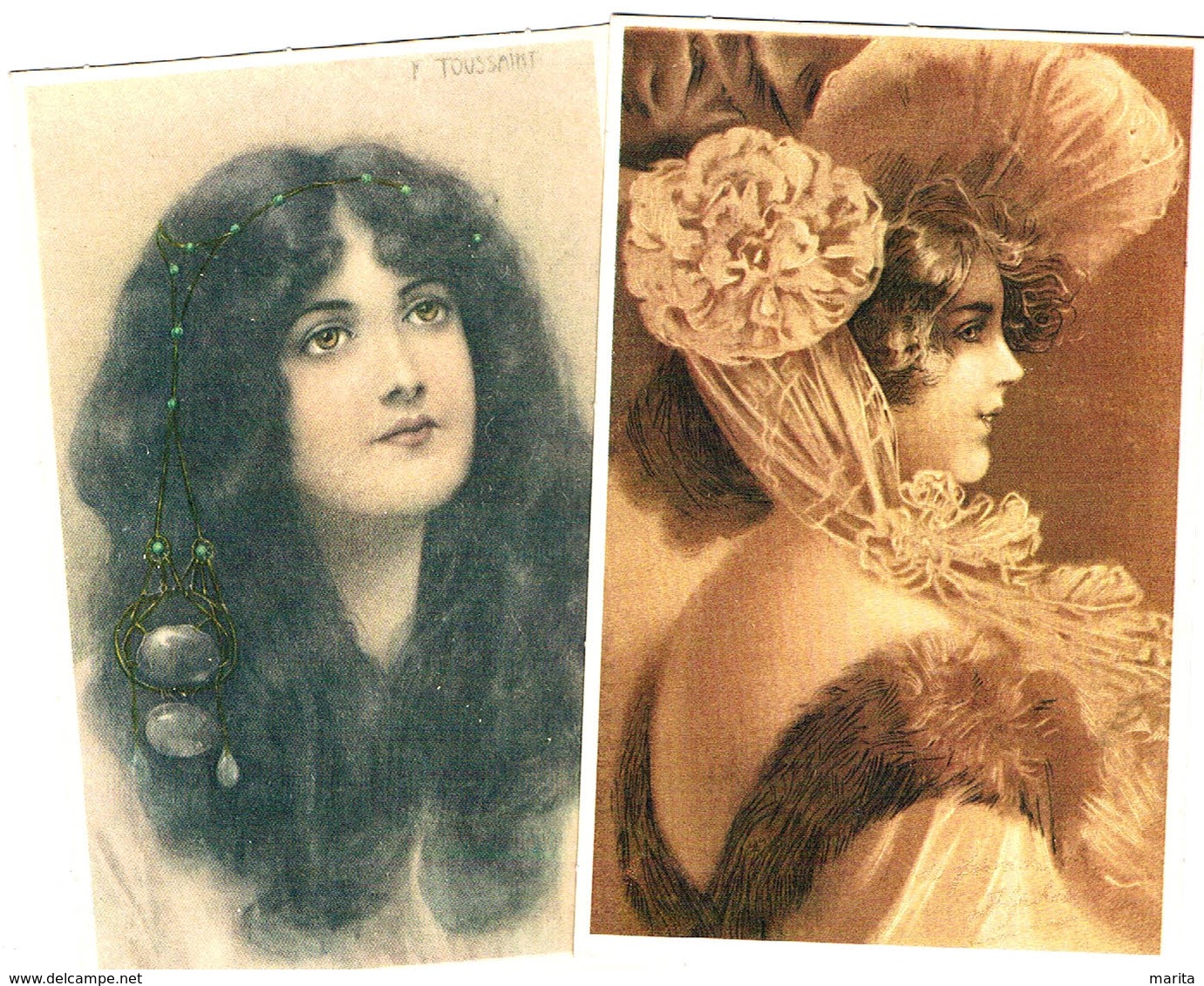 2 Cartes Jeune Femme -vrouw -lady- - Women