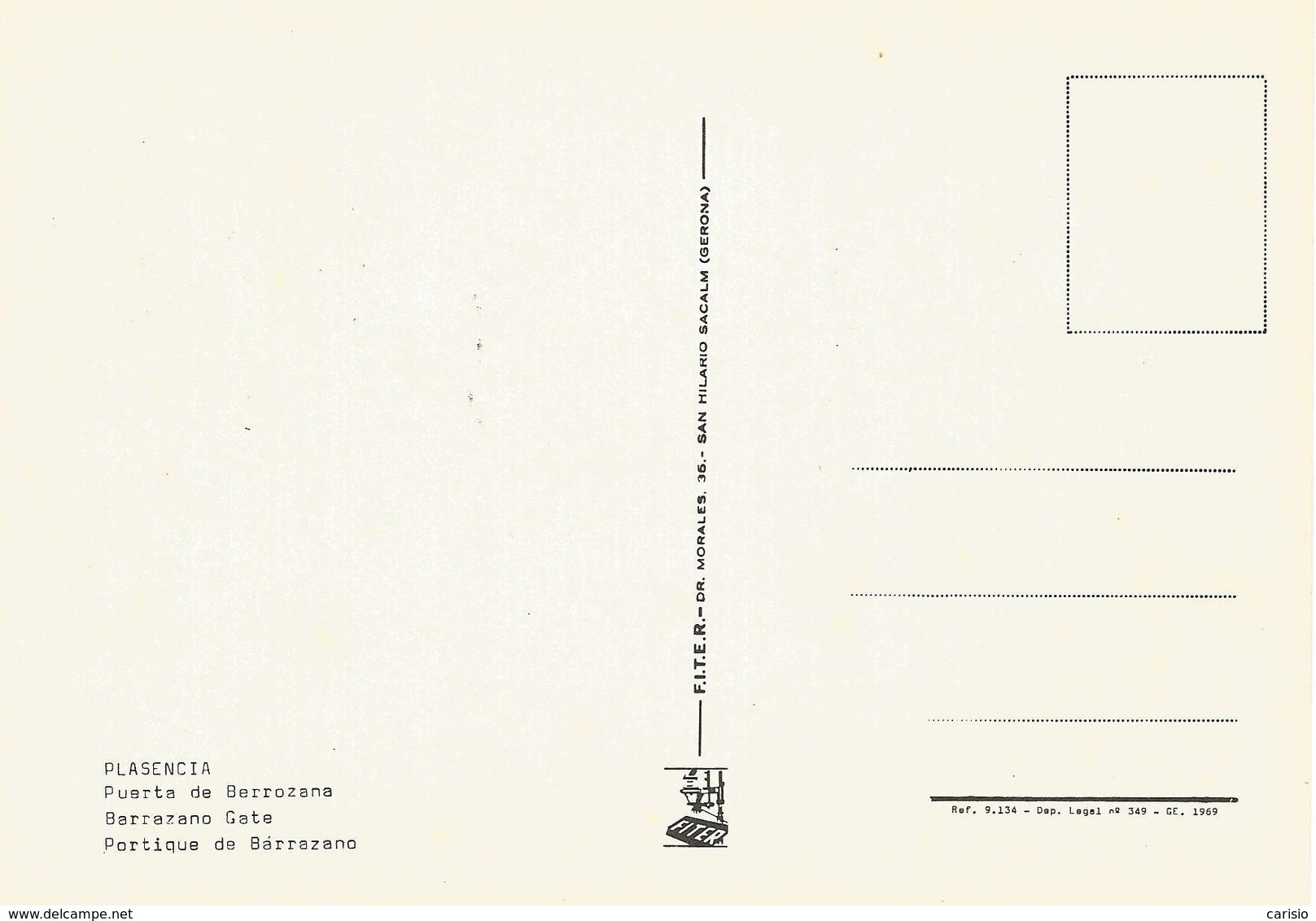 PLASENCIA TARJETA POSTAL “PUERTA DE BERROZANA”. ED. F.I.T.E.R. - Andere & Zonder Classificatie