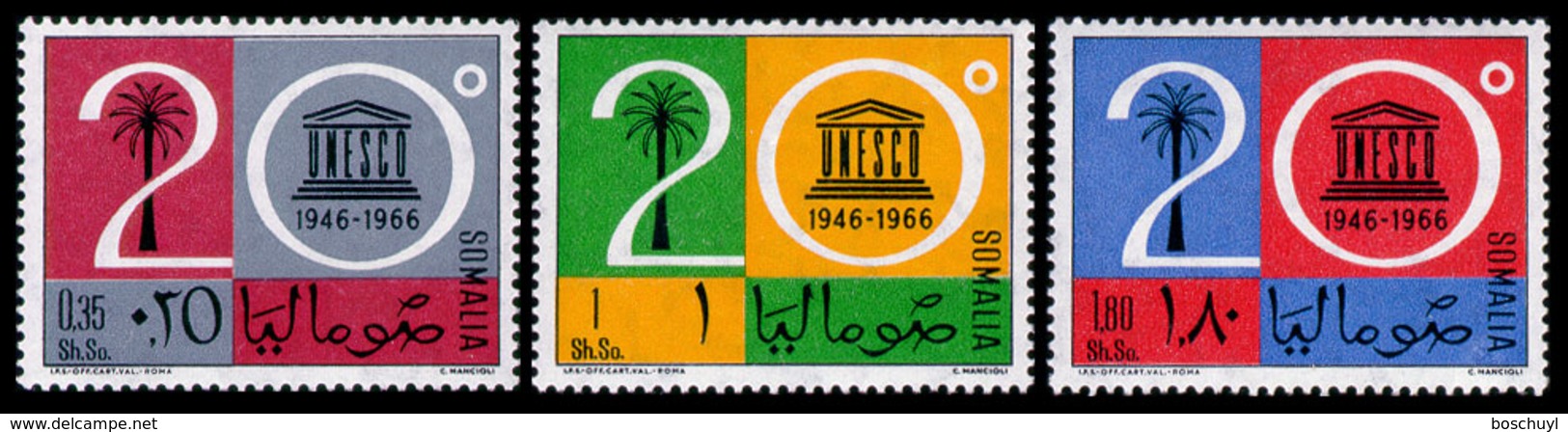 Somalia, 1966, UNESCO, United Nations, MNH, Michel 96-98 - Somalie (1960-...)