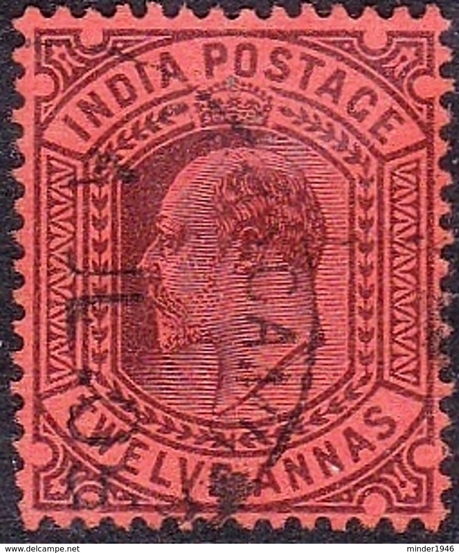 INDIA 1903 KEDVII 12 Anna Purple/Red SG135 FU - 1902-11 King Edward VII