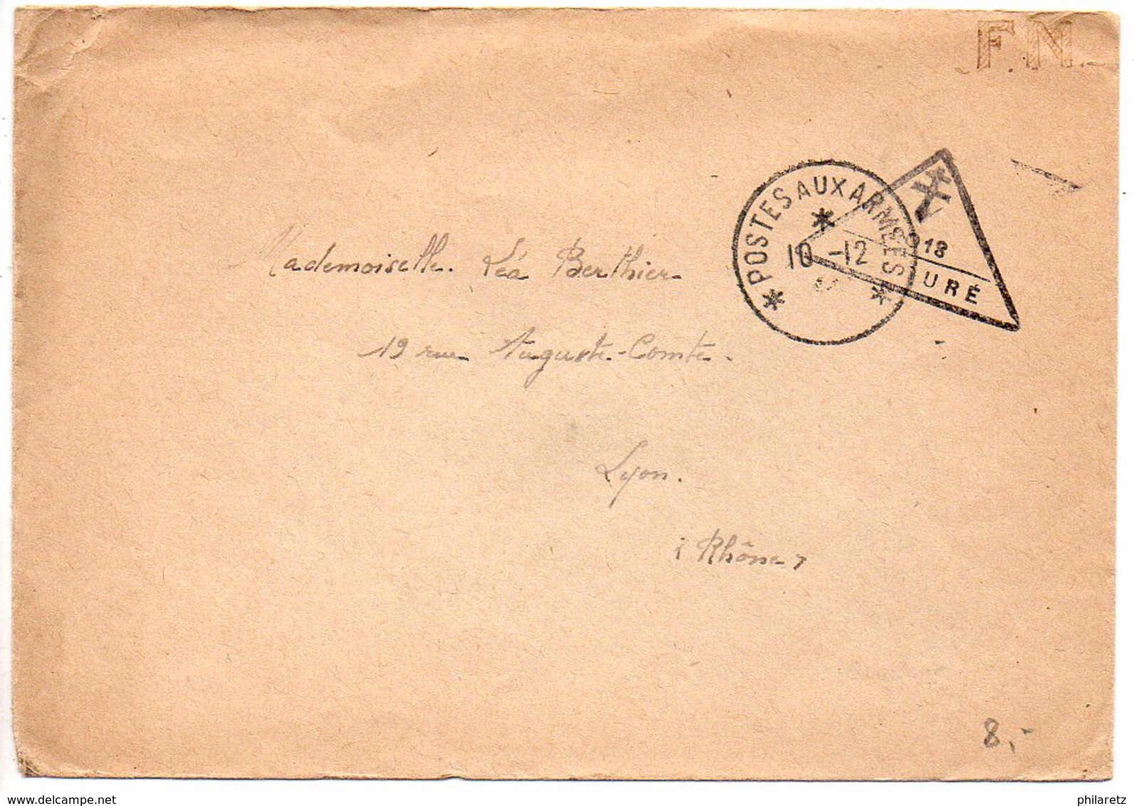 Lettre Du 31.12(44) Avec Censure FFI (Croix De Lorraine) Triangulaire N° ?018 - Guerra De 1939-45