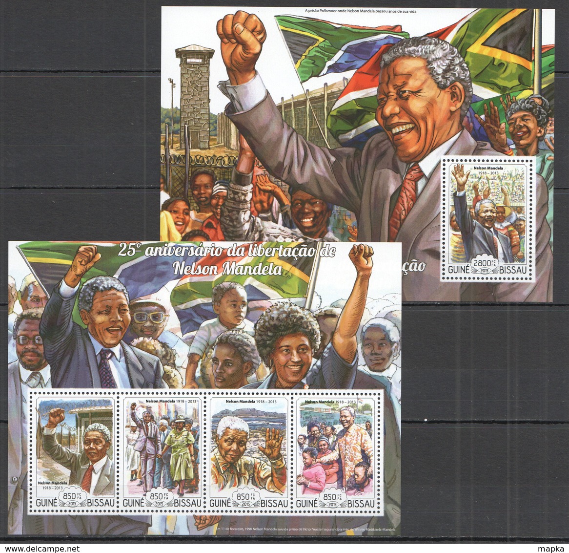 ST1029 2015 GUINE GUINEA-BISSAU FAMOUS PEOPLE  ANNIVERSARY LIBERTY MANDELA KB+BL MNH - Other & Unclassified