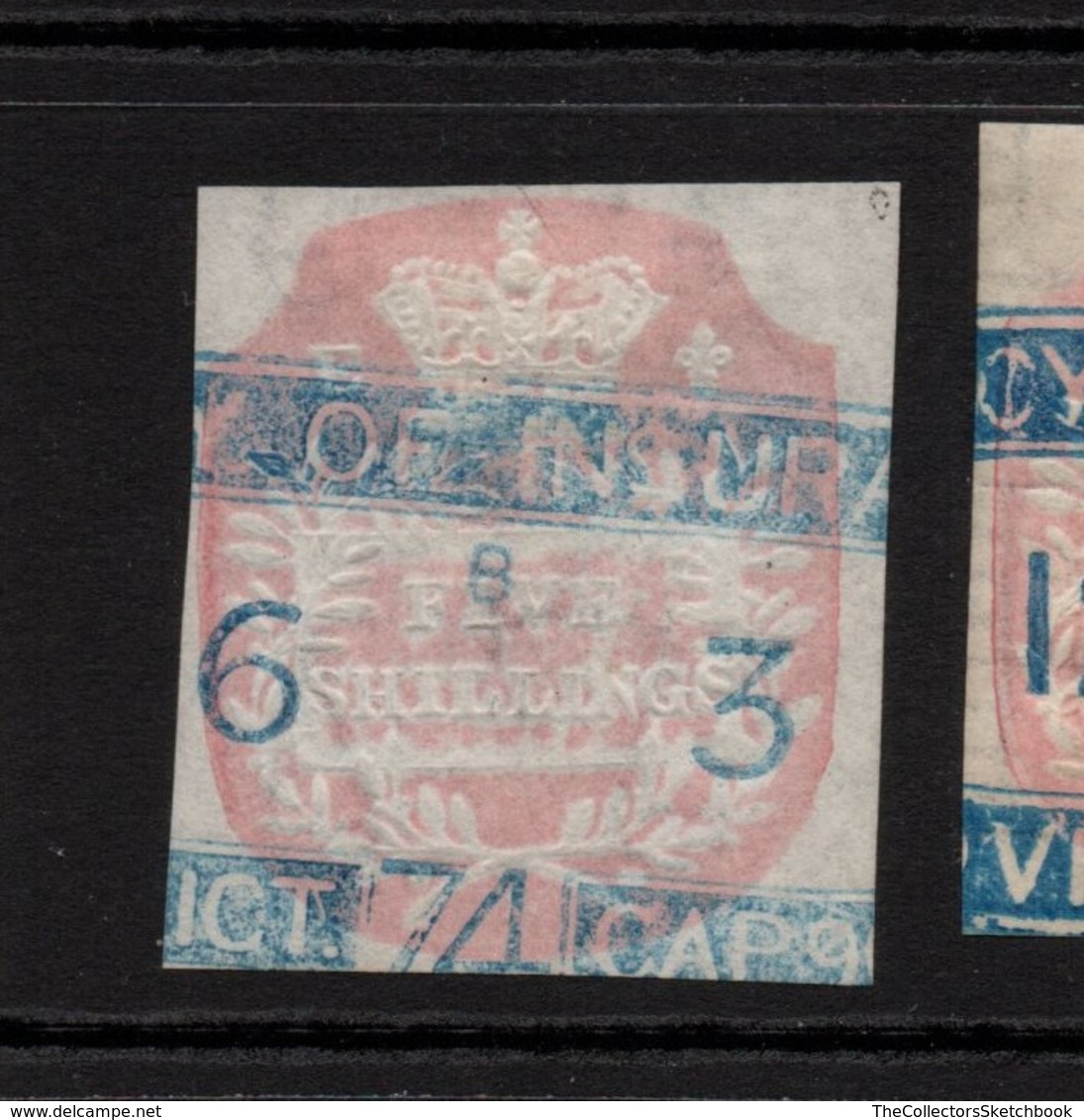 GB Fiscals / Revenues; Scarce General Purpose Imperf.; Five Shilling Rose Spacefiller - Steuermarken