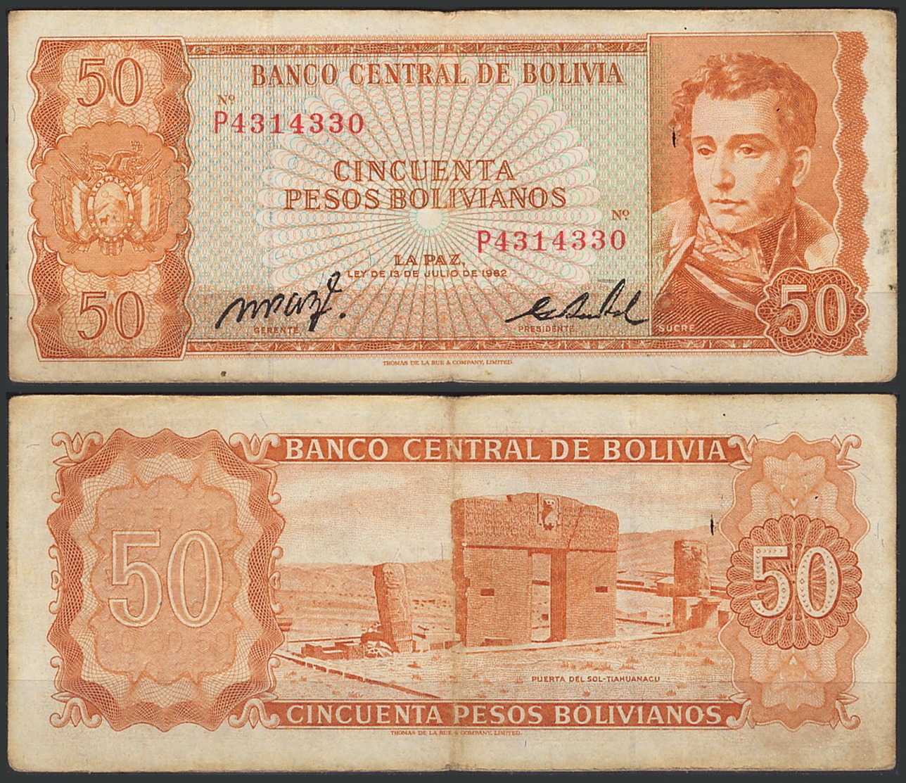 Bolivia / 1962 / 50 Pesos Bolivianos / P: 162a / VF - Bolivia