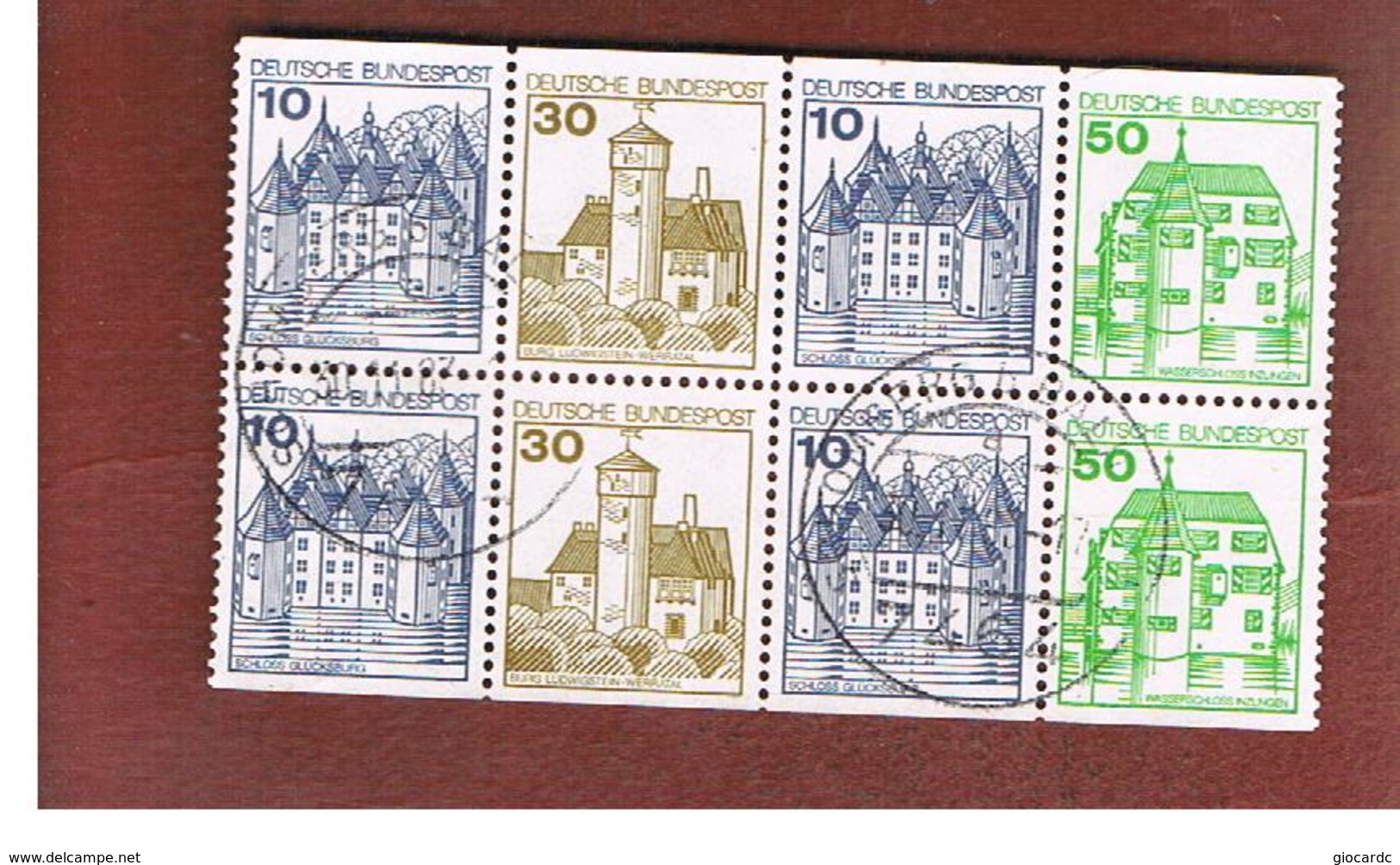 GERMANIA (GERMANY) - MI HB27I  - 1980 GERMAN CASTLES: 10+30+10+50 SE-TENANT (2 DIFFERENT PERFORATIONS)  -  USED - Usados