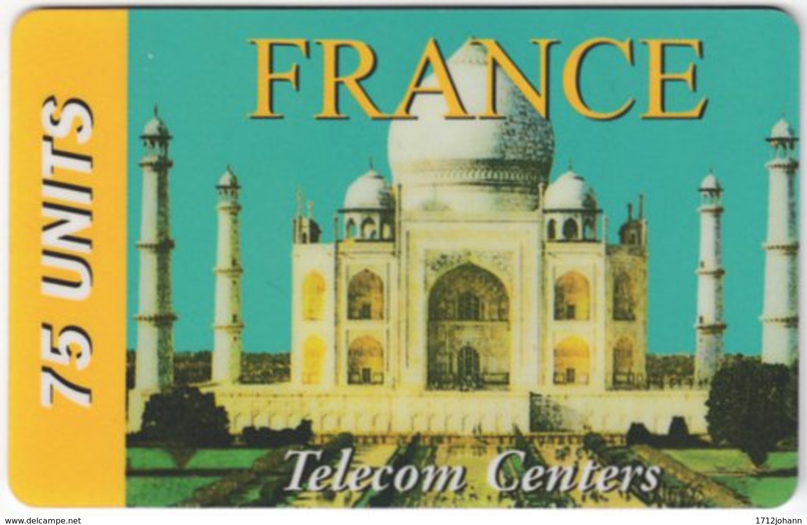 FRANCE C-493 Prepaid Gnanam - Landmark, Taj Mahal - Used - Nachladekarten (Refill)