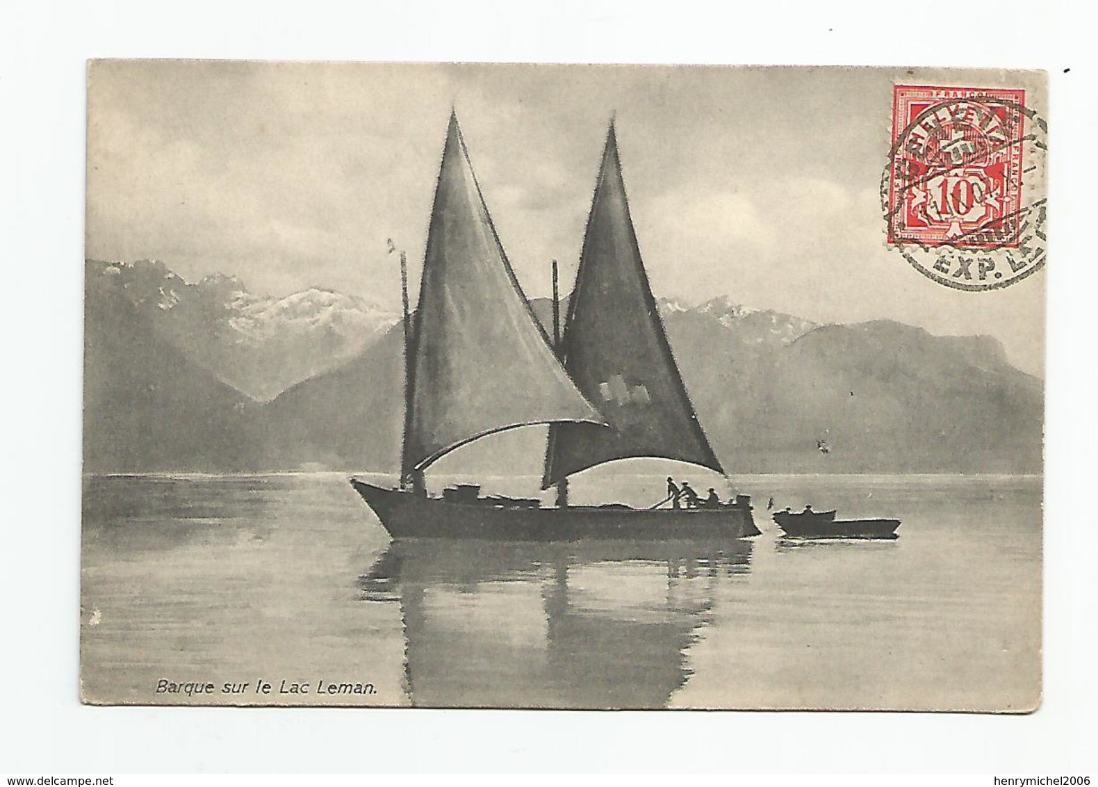 Suisse Genève Barque Sur Le Lac Léman Cachet 1907 - Genève