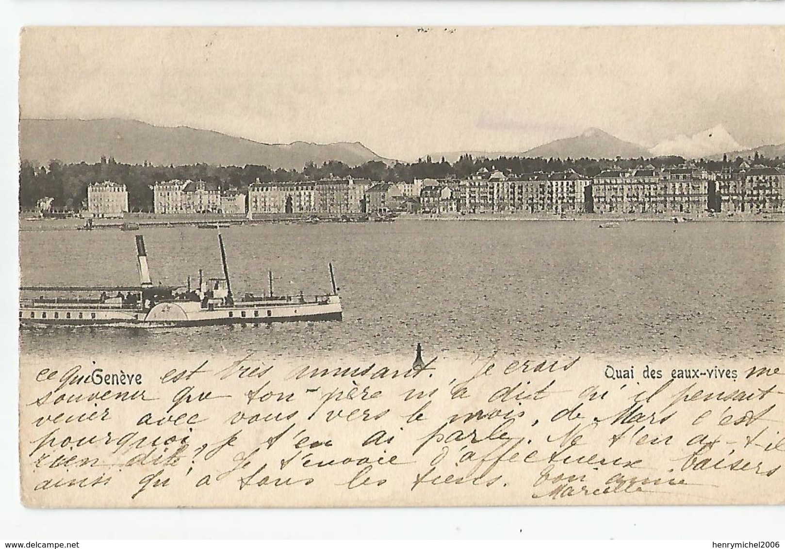 Suisse Genève Quai Des Eaux Vives 1901 - Genève