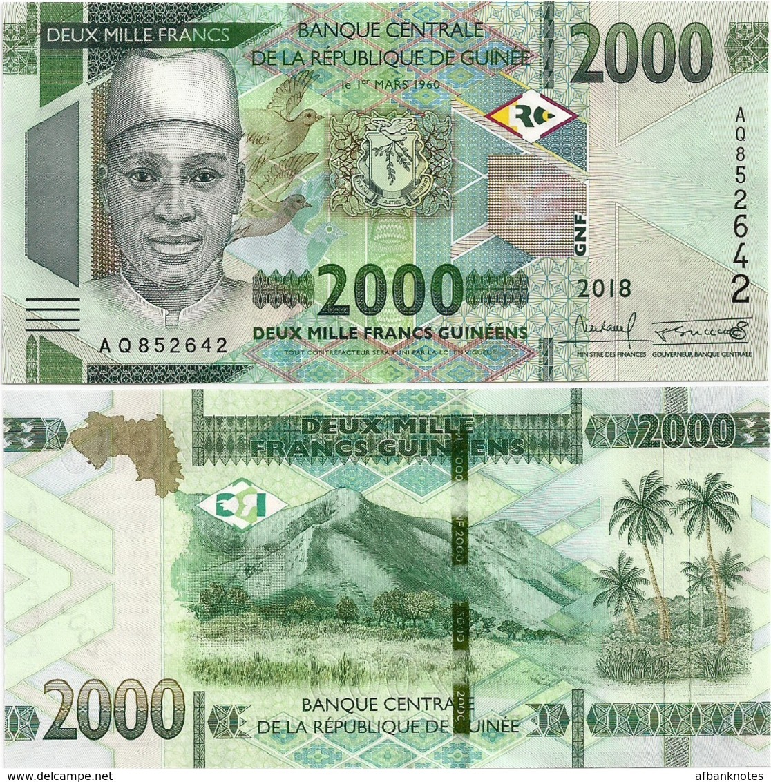 GUINEA      2000 Francs      P-New       2018      UNC - Guinea