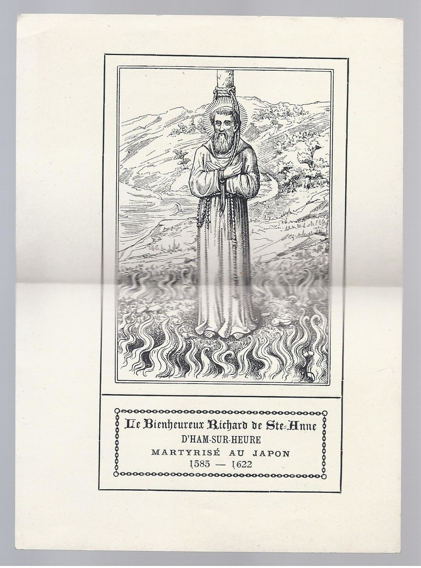 Santini Image Pieuse Holy Card LE BIENHEUREUX RICHARD DE Ste ANNE D'HAM SUR HEURE MARTYRISE AU JAPON 1585 - 1622 HOMMAGE - Images Religieuses