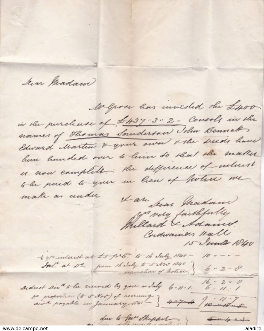 1840 - Lettre Avec Correspondance Pour Madame Skipper - Letter To Mrs Skipper - ...-1840 Prephilately