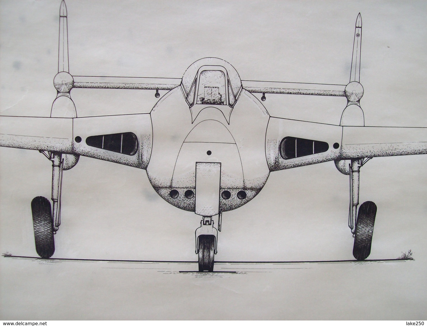 DISEGNO SU CARTA DA LUCIDO AEREO DE HAVILLAND VAMPIRE - Other Plans