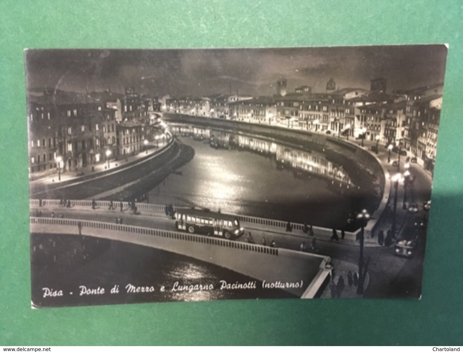 Cartolina Pisa - Ponte Di Mezzo E Lungarno Pacinotti - Notturno - 1955 - Pisa