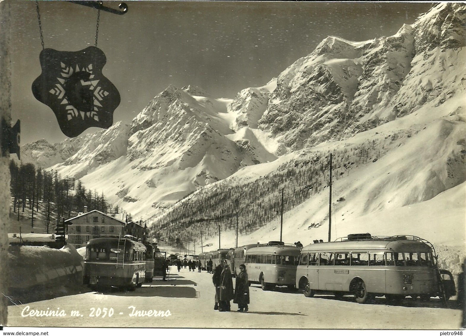 Cervinia (Aosta) Inverno, Pulman Sciatori E Scorcio Panoramico, Bus Of Skiers And Panoramic View, Bus De Skieurs - Aosta