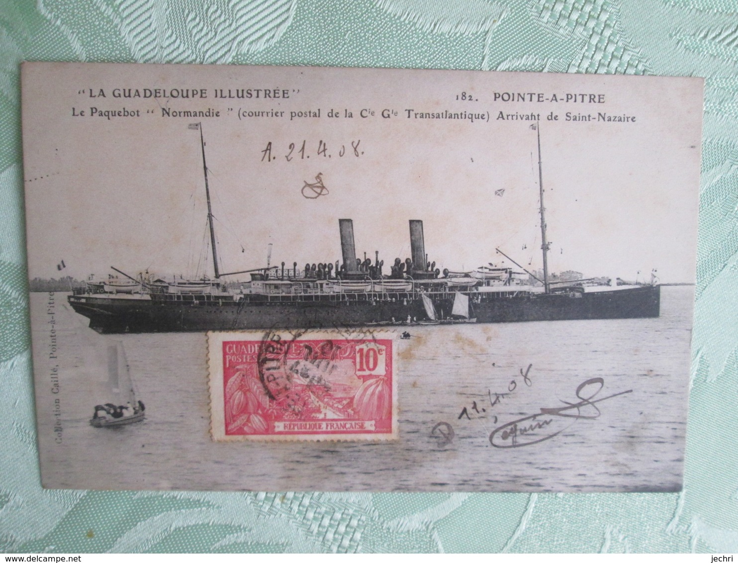 Pointe A Pitre . Le Paquebot Normandie .courrier Postal De La Cie Gle Transatlantique Arrivant De St Nazaire - Pointe A Pitre