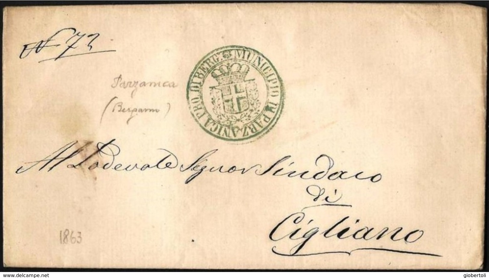 Italia/Italy/Italie: 1863 - Franchigia Postale, Free Post, Postal Franchise, Stemma, Coat Of Arms, Blason - Buste