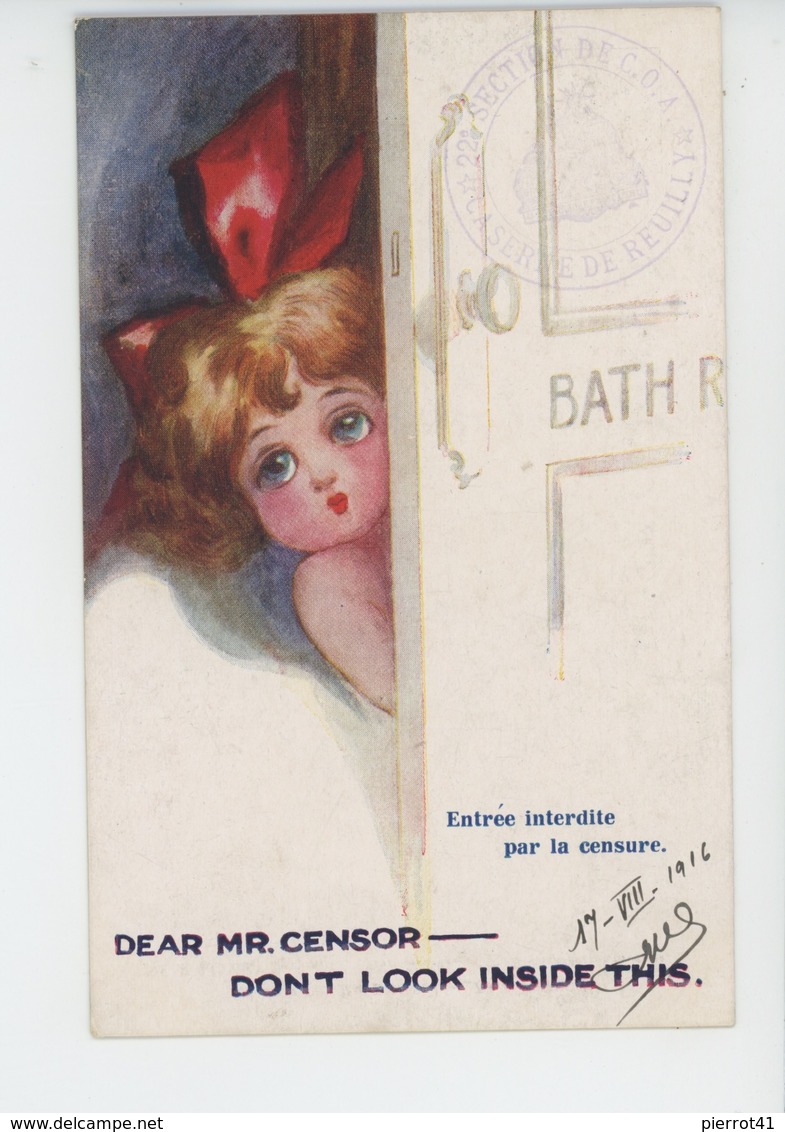 Illustrateur FRED SPURGIN - Fillette Dans Salle De Bain "Entrée Interdite Par La Censure" - GUERRE 1914-18 - Voir Cachet - Spurgin, Fred