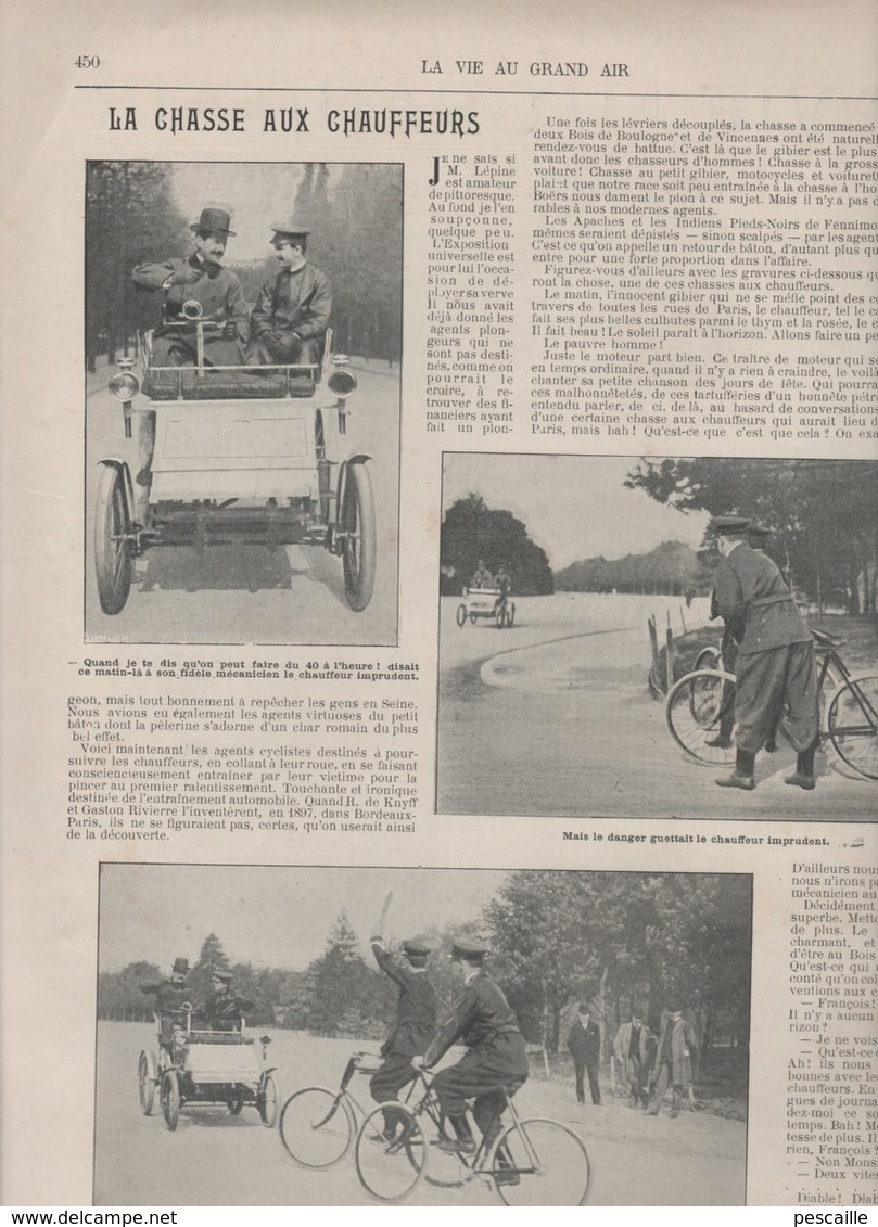 LA VIE AU GRAND AIR 13 05 1900 - RACING CLUB DE FRANCE - POLICE ET CHAUFFEURS - ROBINSON - VINCENNES - EUGEN SANDOW - 1900 - 1949