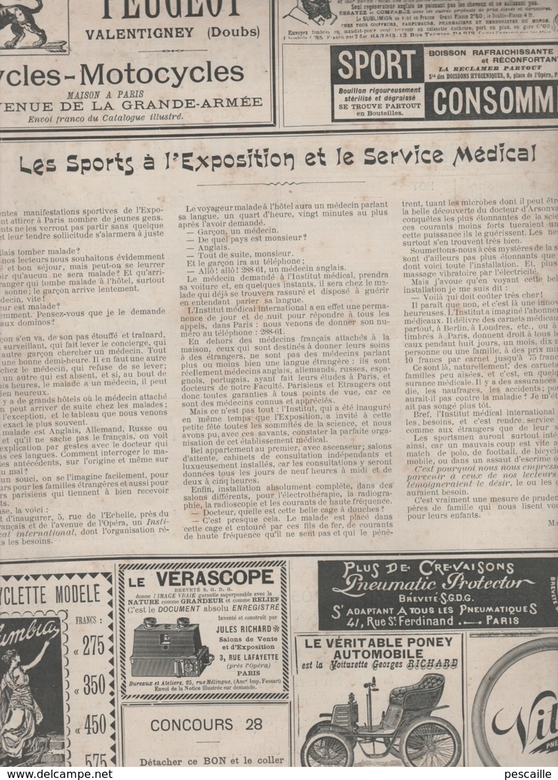 LA VIE AU GRAND AIR 13 05 1900 - RACING CLUB DE FRANCE - POLICE ET CHAUFFEURS - ROBINSON - VINCENNES - EUGEN SANDOW