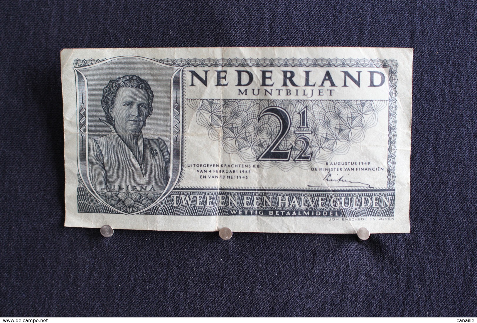 14 / Pays Bas, Hollande, Nederland, Muntbiljet,  2 1/2 Gulden - 4 Fevrier 1943 -  18 Mei 1945  /  N°  Nr 6 OC 066178 - 2 1/2 Gulden