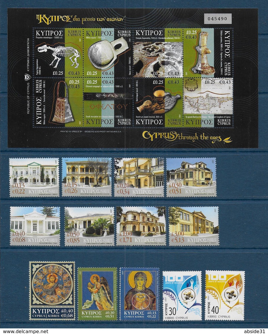 CHYPRE - Annnée  2007 - 25 Timbres + 2 Blocs - Ongebruikt