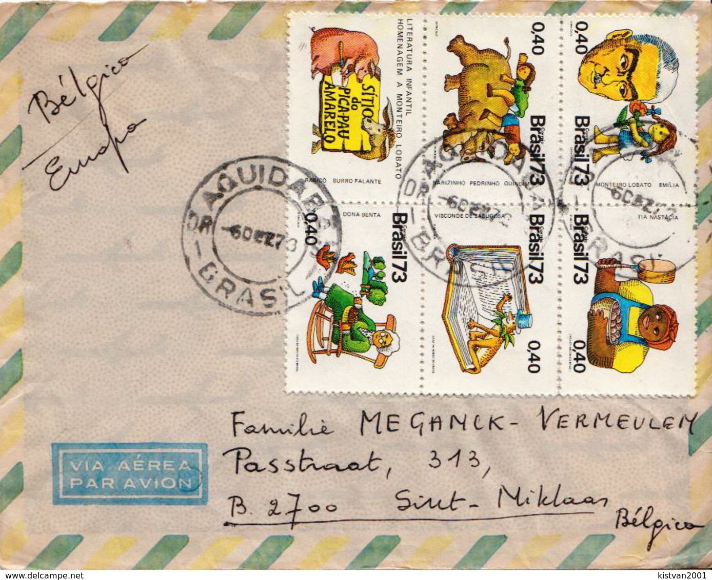 Postal History Cover: Brazil Set On Cover - Fairy Tales, Popular Stories & Legends