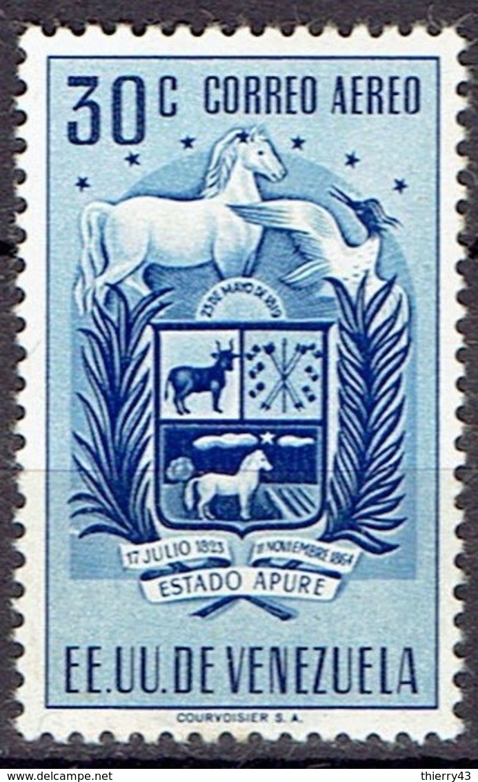 Venezuela 1953 - Coat Of Arms, State Apure, Airmail 30 Ct. - Michel 1022  -  Used, Oblit., Gest. - Venezuela