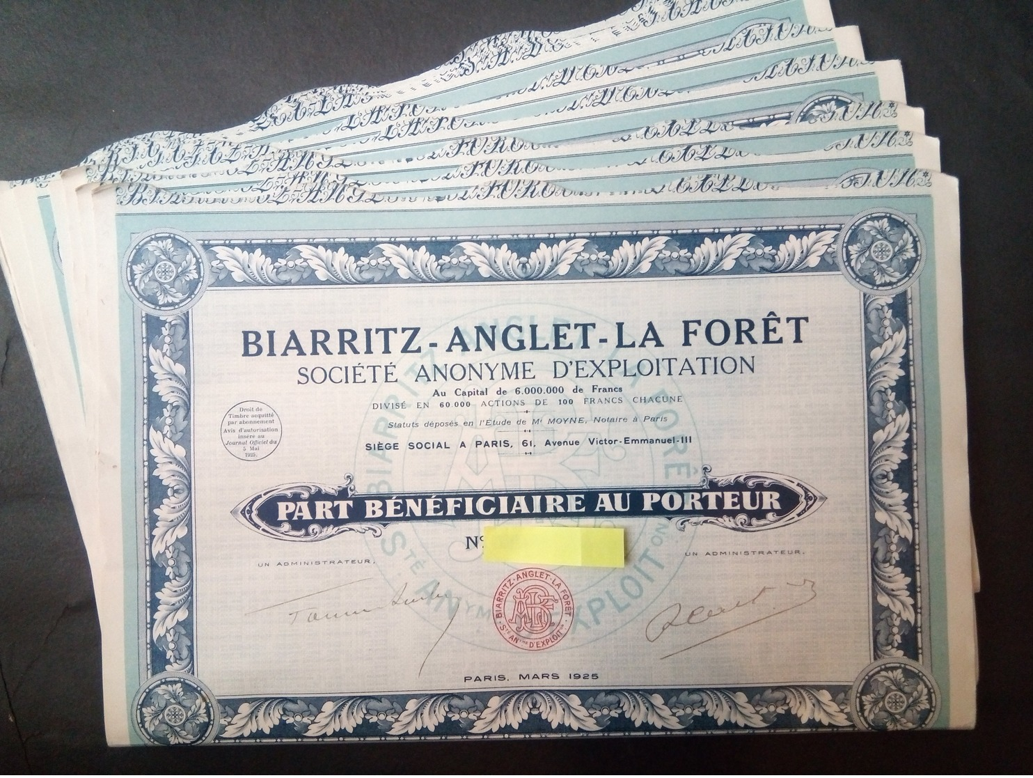 Lot 20 BIARRITZ-Anglet-La-Forêt 1925 + Coupons - Other & Unclassified