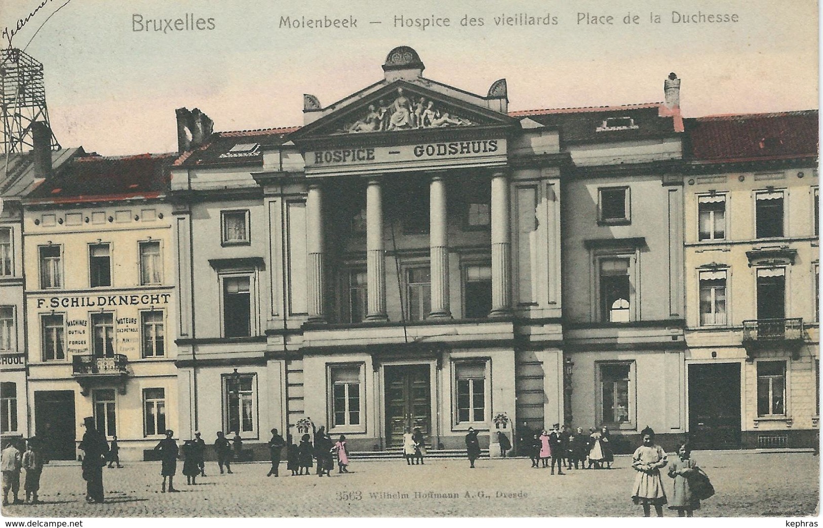 BRUXELLES - MOLENBEEK : Hospice Des Vieillards - Place De La Duchesse - TRES RARE COLORISEE Cachet De La Poste 1904 - St-Jans-Molenbeek - Molenbeek-St-Jean