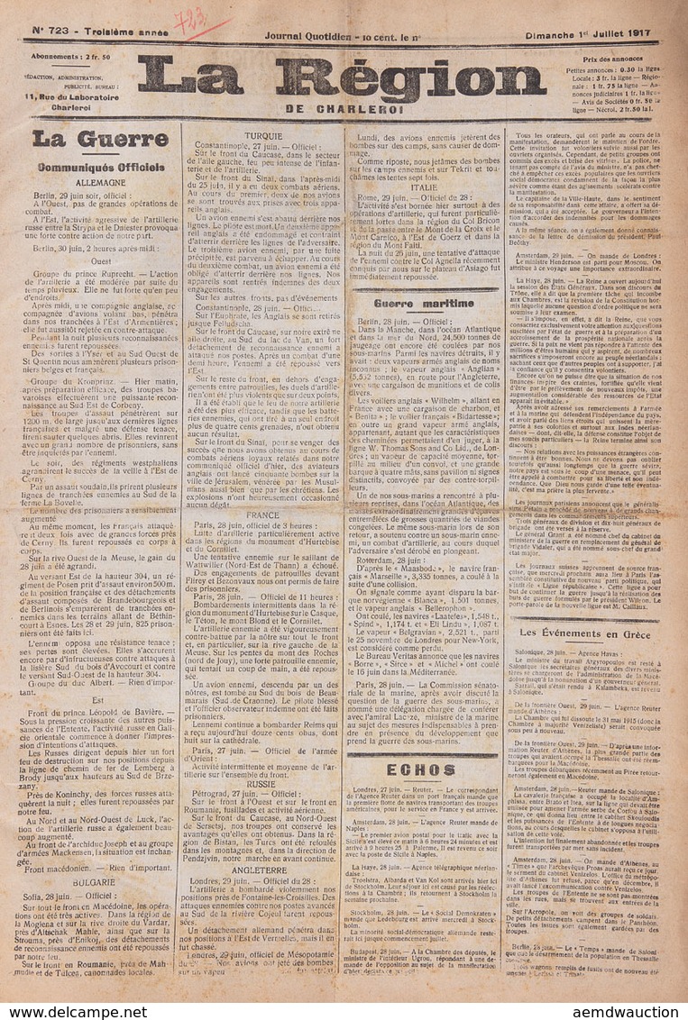 LA RÉGION DE CHARLEROI. Journal Quotidien. Troisième An - Sin Clasificación