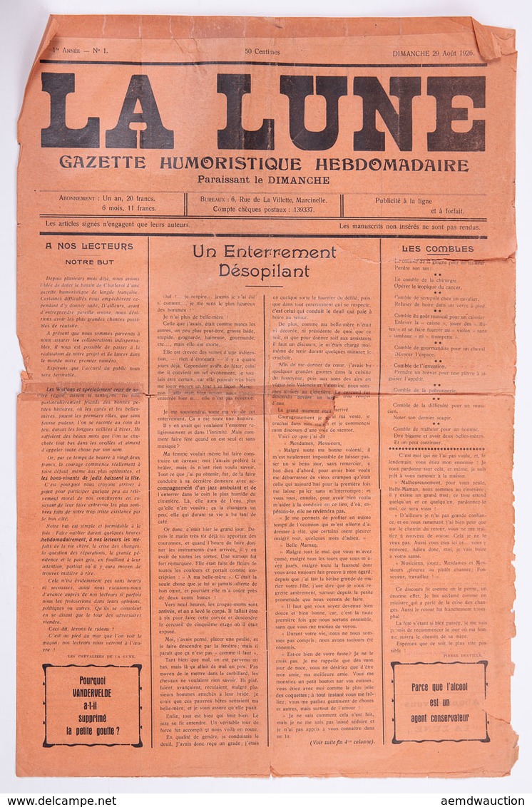 LA LUNE. Gazette Humoristique Hebdomadaire. 1re Année - - Unclassified