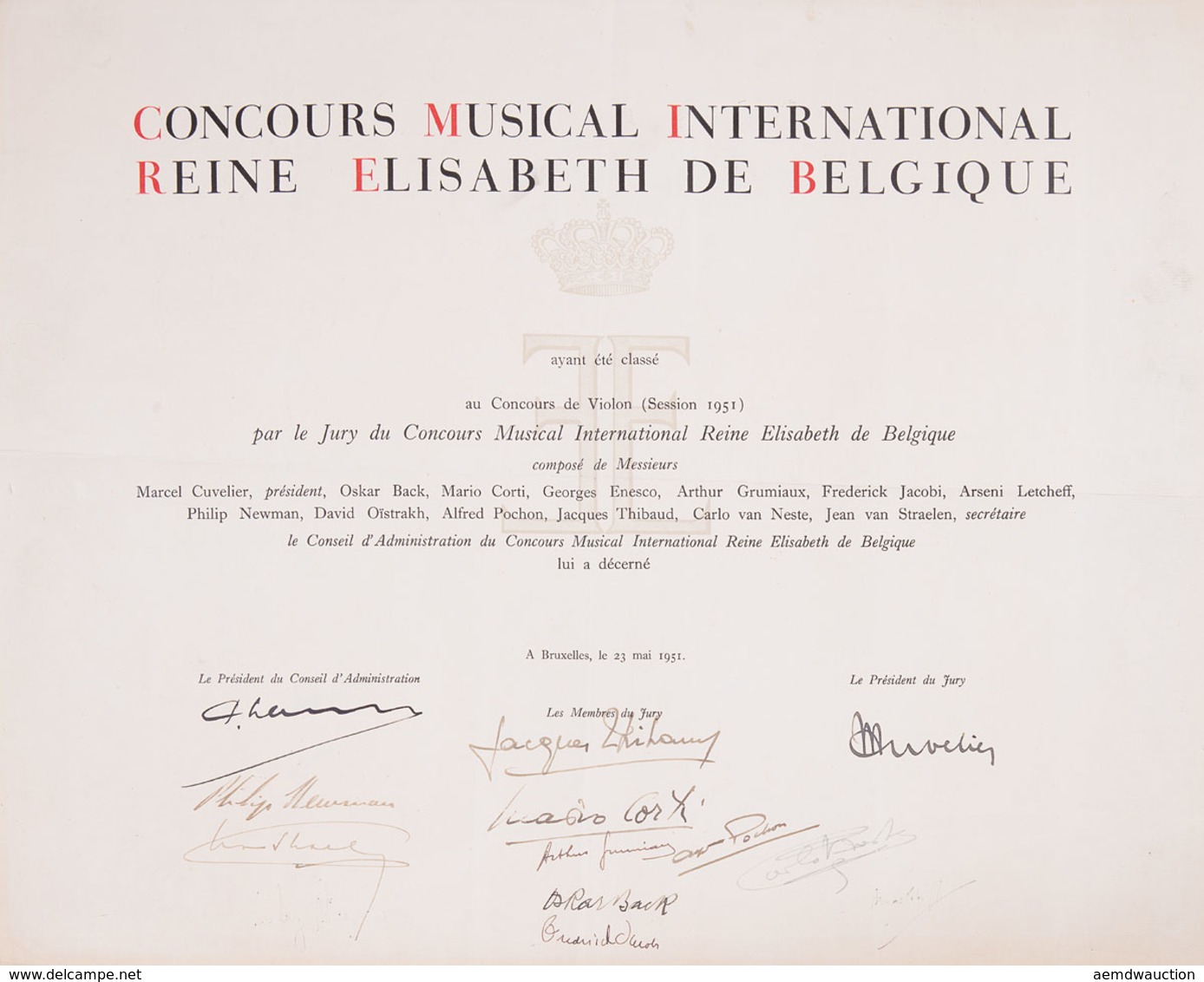 [CONCOURS REINE ELISABETH] Maurice CUVELIER, Oskar BACK - Unclassified