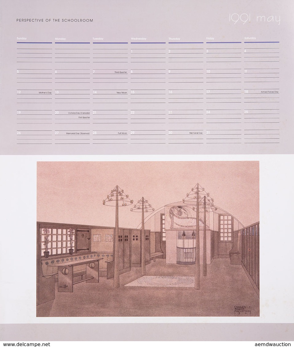 [CALENDRIERS] 1991 Calendar. Charlie Rennie MacKintosh. - Non Classés