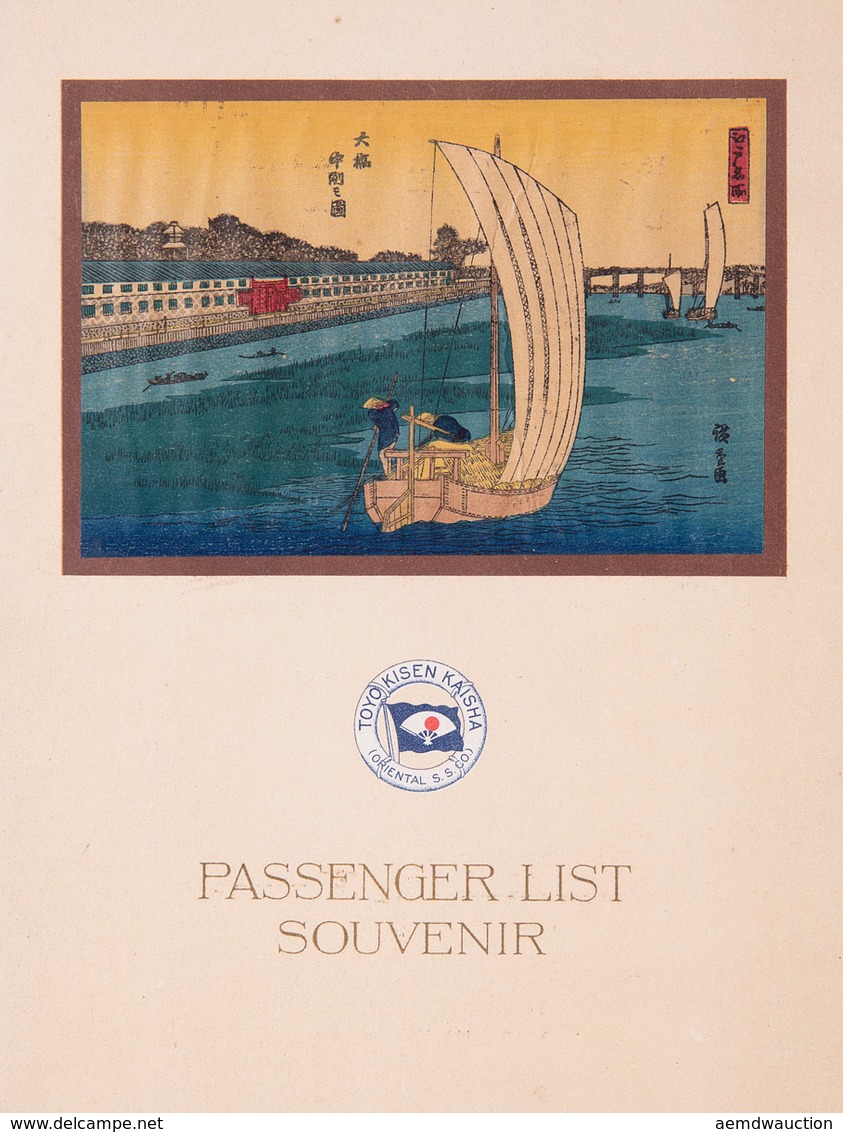 PASSENGER LIST SOUVENIR. T.K.K. S.S. «Siberia Maru». Vo - Zonder Classificatie